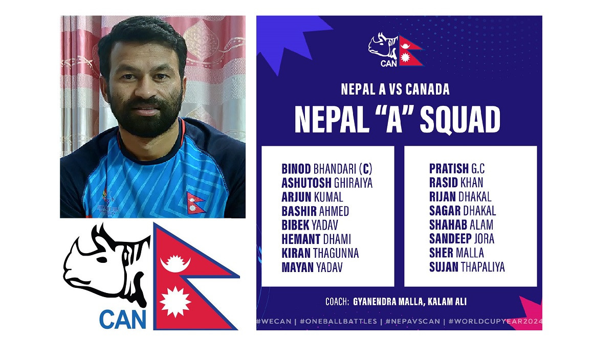 नेपाल 'ए टिम'मा १६ खेलाडी घोषणा, कप्तानमा विनोद भण्डारी 