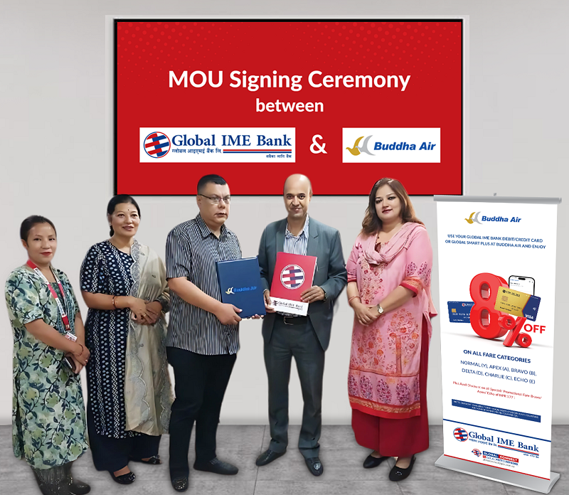 ग्लोबल आइएमई बैंकका ग्राहकलाई बुद्ध एयरको टिकटमा ८ प्रतिशतसम्म छुट