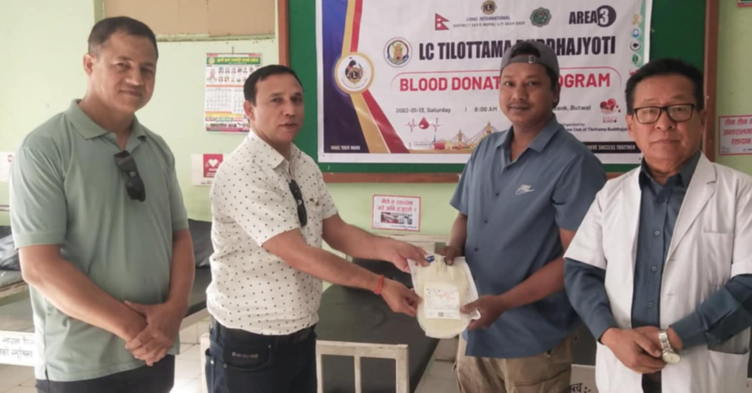बुद्धज्योति लायन्स क्लबले आयोजना गरेको रक्तदान कार्यक्रममा २७ पाउन्ड रगत संकलन
