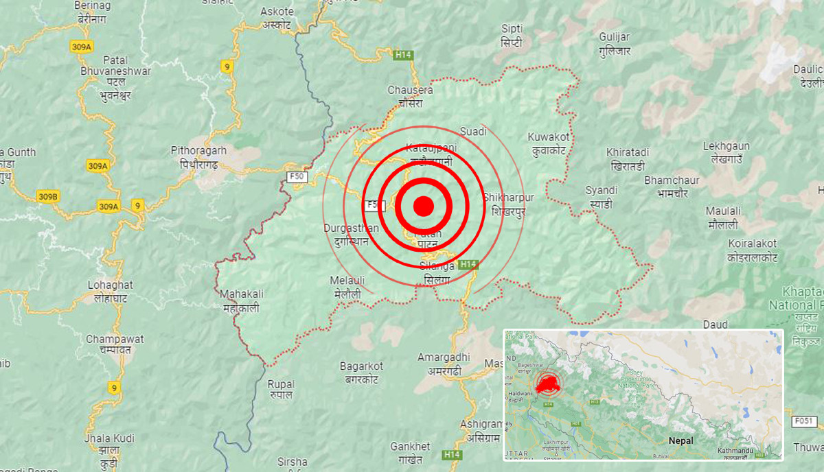 बैतडीमा दुई मिनेटको अन्तरमा दुई भूकम्प