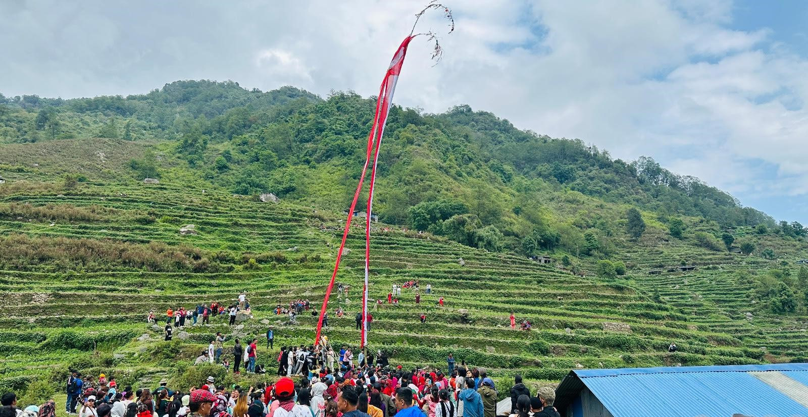 म्याग्दीमा भूमेपूजापछि ‘लिङ्गो जुधाउने’ अनौठो परम्परा, कान्छीगाउँ विजयी