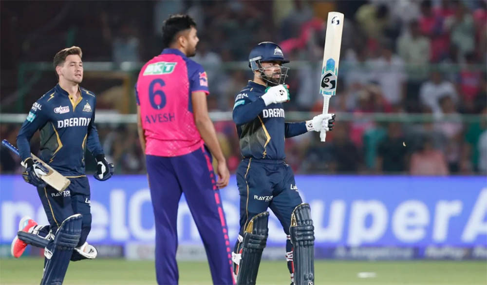 आईपीएल क्रिकेटमा शीर्ष स्थानको राजस्थानलाई गुजरातले हरायो