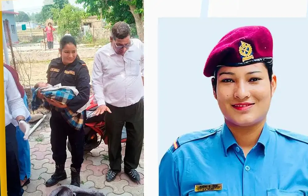 महिलाको सुरक्षित प्रसुती गराएर आमा र बच्चाको ज्यान बचाएकी प्रहरी जवान पुरस्कृत