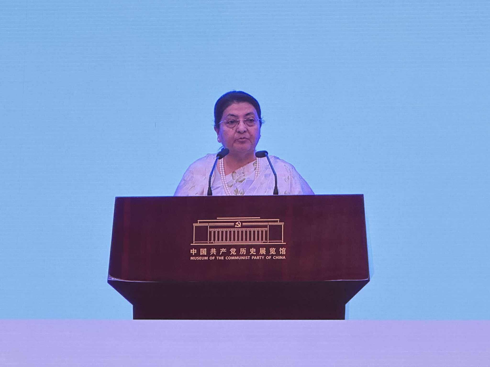 पूर्वराष्ट्रपति भण्डारीद्वारा चिनियॉ कम्युनिष्ट पार्टीको सम्मेलनलाई सम्बोधन